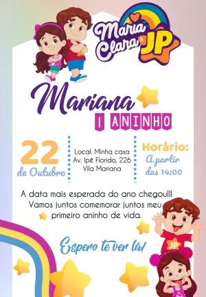 Convite de Aniversário Maria Clara e JP para Editar Online