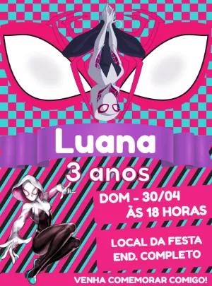 Convite de Aniversário Spider-Gwen para Editar Online