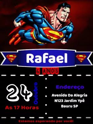 Convite Aniversário Super Homem para Editar Online