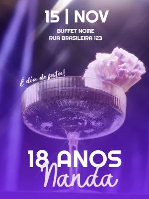 Convite de Aniversário Tema Drink Moderno para Editar Online