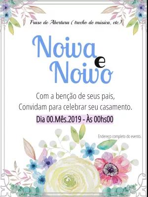 Convite de Casamento Floral Aquarela para Editar Online
