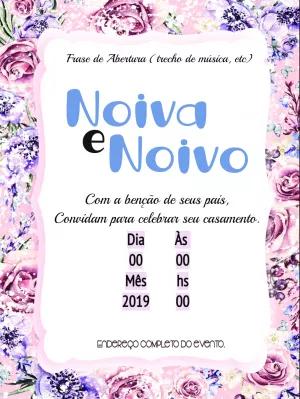 Convite de Casamento Floral Romântico para Editar Online