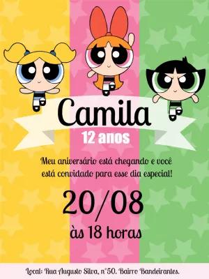Convite Aniversário Meninas Superpoderosas para Editar Online
