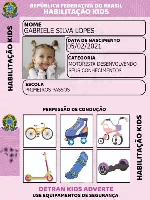 Habilitação Kids Menina com Foto para Editar Online