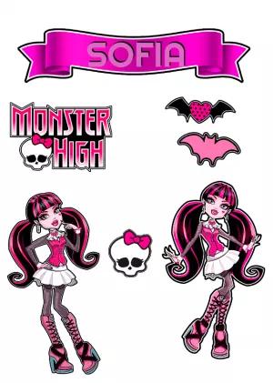 Topo de Bolo Monster High com Personagens para Editar Online