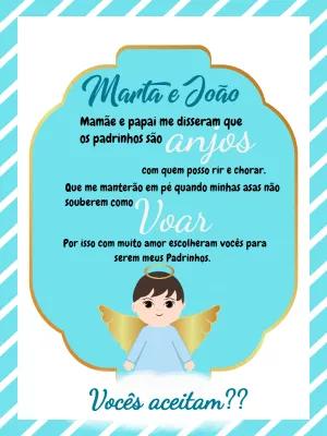 Pedido para Padrinhos de Batismo Anjinho para Editar Online