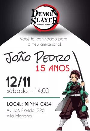 Convite de Aniversário Demon Slayer para Editar Online