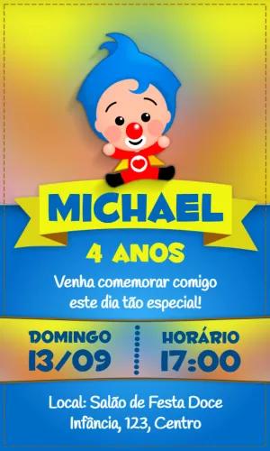 Convite de Aniversário Plim Plim para Editar e Imprimir