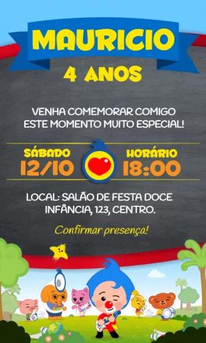Convite Aniversário Plim Plim Editável para Personalizar Online