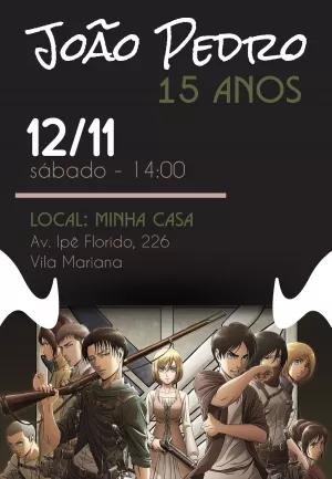 Convite Aniversário Attack on Titan para Editar Online