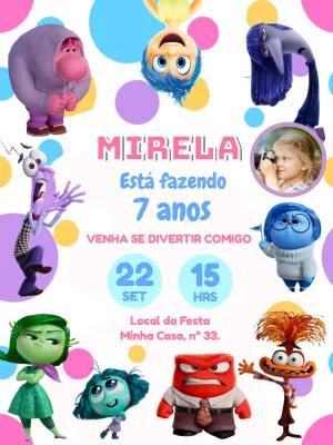Convite Aniversário Divertida Mente com Foto para Editar
