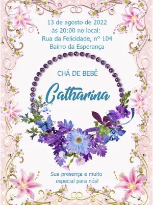 Convite Chá de Bebê Floral Delicado para Editar Online