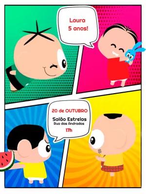 Convite Aniversário Turma da Mônica Toy para Editar Online