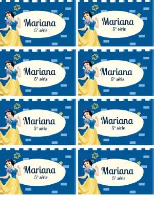 Etiqueta Escolar Branca de Neve para Editar e Imprimir Online