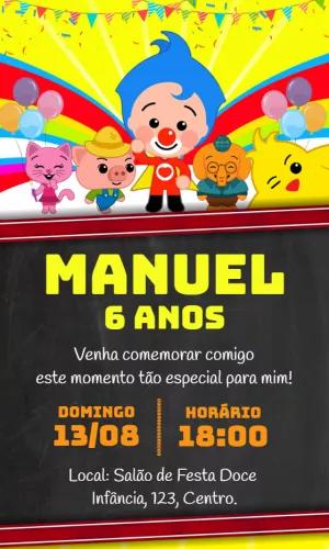 Convite Aniversário Plim Plim Herói do Coração para Editar
