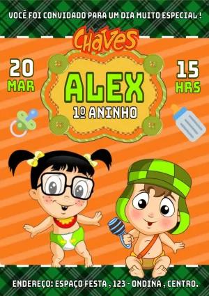 Convite Aniversário Chaves Baby com Chiquinha para Editar Online