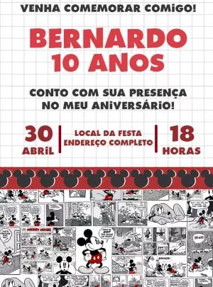 Convite Aniversário Mickey Mouse Retrô para Editar Online
