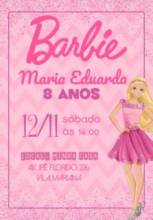 Convite de Aniversário Barbie Rosa para Editar Online