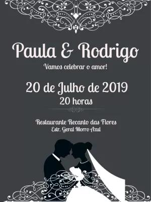Convite de Casamento Elegante com Arabescos para Editar Online