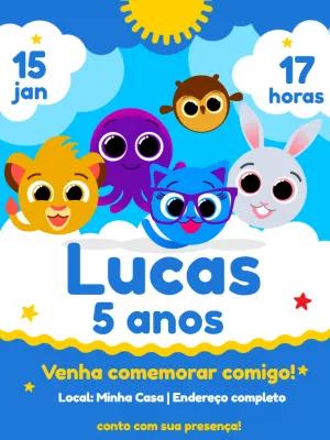 Convite Aniversário Bolofofos com Personagens para Editar