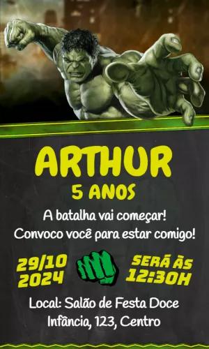 Convite de Aniversário Hulk Editável Online para Imprimir