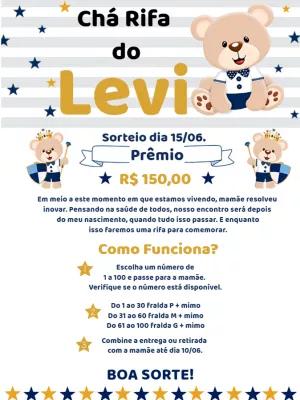 Convite Chá Rifa Ursinho Príncipe para Editar Online