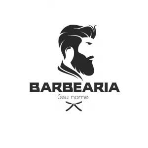 Logotipo de Barbearia com Barbeiro para Editar e Baixar