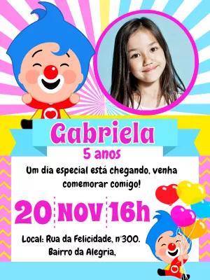 Convite de Aniversário Plim Plim com Foto para Editar Online