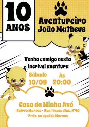 Convite Aniversário Aventureiro Amarelo para Editar Online