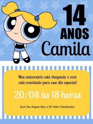 Convite de Aniversário Lindinha Meninas Superpoderosas para Editar