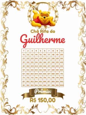 Chá Rifa Ursinho Pooh Dourado para Editar Online