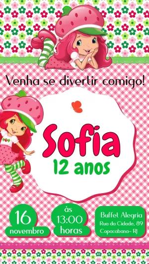Convite de Aniversário Moranguinho para Editar Online