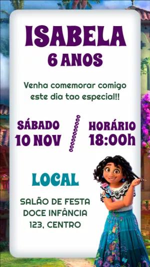 Convite Aniversário Encanto com Personagens para Editar Online