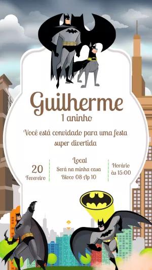 Convite de Aniversário Batman para Editar e Imprimir