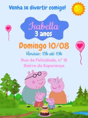 Convite de Aniversário Peppa Pig para Editar Online