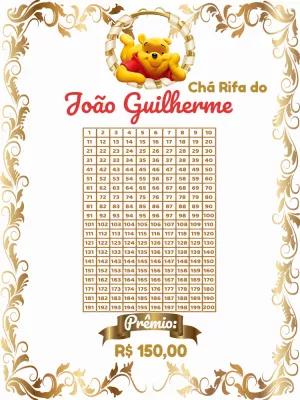 Chá Rifa Ursinho Pooh Dourado para Editar Online