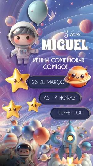 Convite de Aniversário Astronauta Fofo para Editar Online