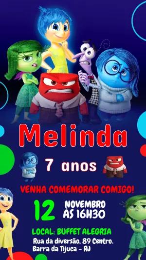 Convite Aniversário Divertidamente com Personagens para Editar