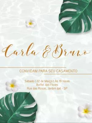 Convite de Casamento Tropical com Folhagem para Editar Online