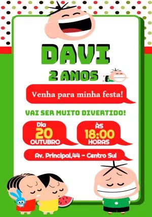 Convite de Aniversário Cebolinha Turma da Mônica para Editar
