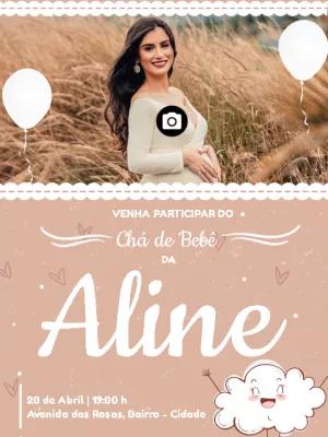 Convite Chá de Bebê Nuvem com Foto para Editar Online