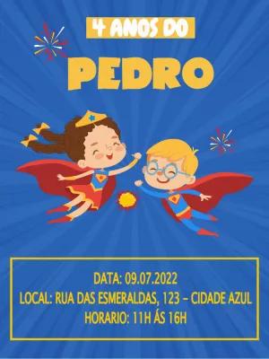 Convite de Aniversário Super Heróis para Editar Online