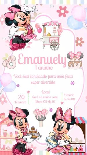 Convite Aniversário Minnie Confeiteira para Editar Online