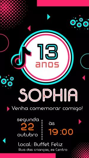 Convite de Aniversário Tema TikTok para Editar Online
