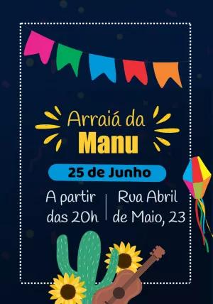 Convite de Aniversário Festa Junina com Cactos para Editar