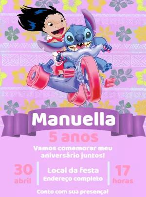 Convite Aniversário Lilo e Stitch para Editar Online