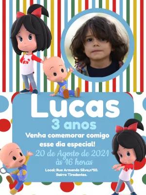 Convite Aniversário Cléo e Cuquin com Foto para Editar Online