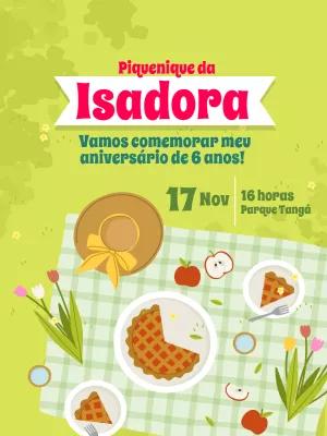 Convite de Aniversário Piquenique para Editar Online