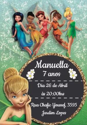 Convite de Aniversário Tinker Bell e Fadas para Editar Online