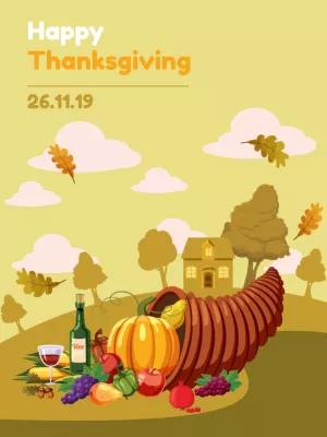 Editable Thanksgiving Post with Cornucopia to Customize Online